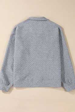 Discount Dear-Lover Solid Textured Half Zipper Collared Sweatshirt Gray