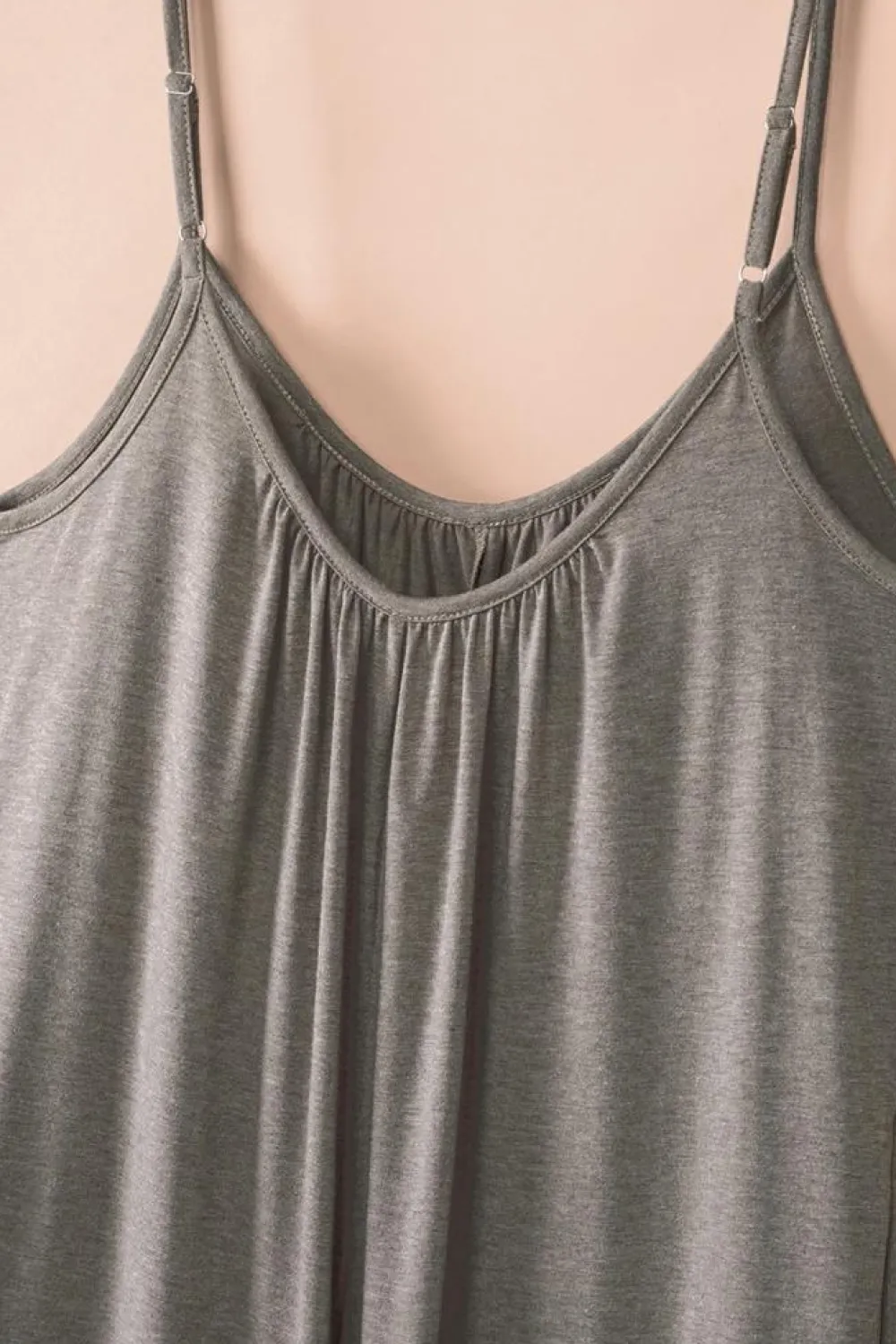 Hot Dear-Lover Spaghetti Straps Wide Leg Pocketed Jumpsuits Gray