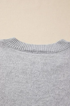 Fashion Dear-Lover Star Pattern Drop Shoulder Sweater Gray