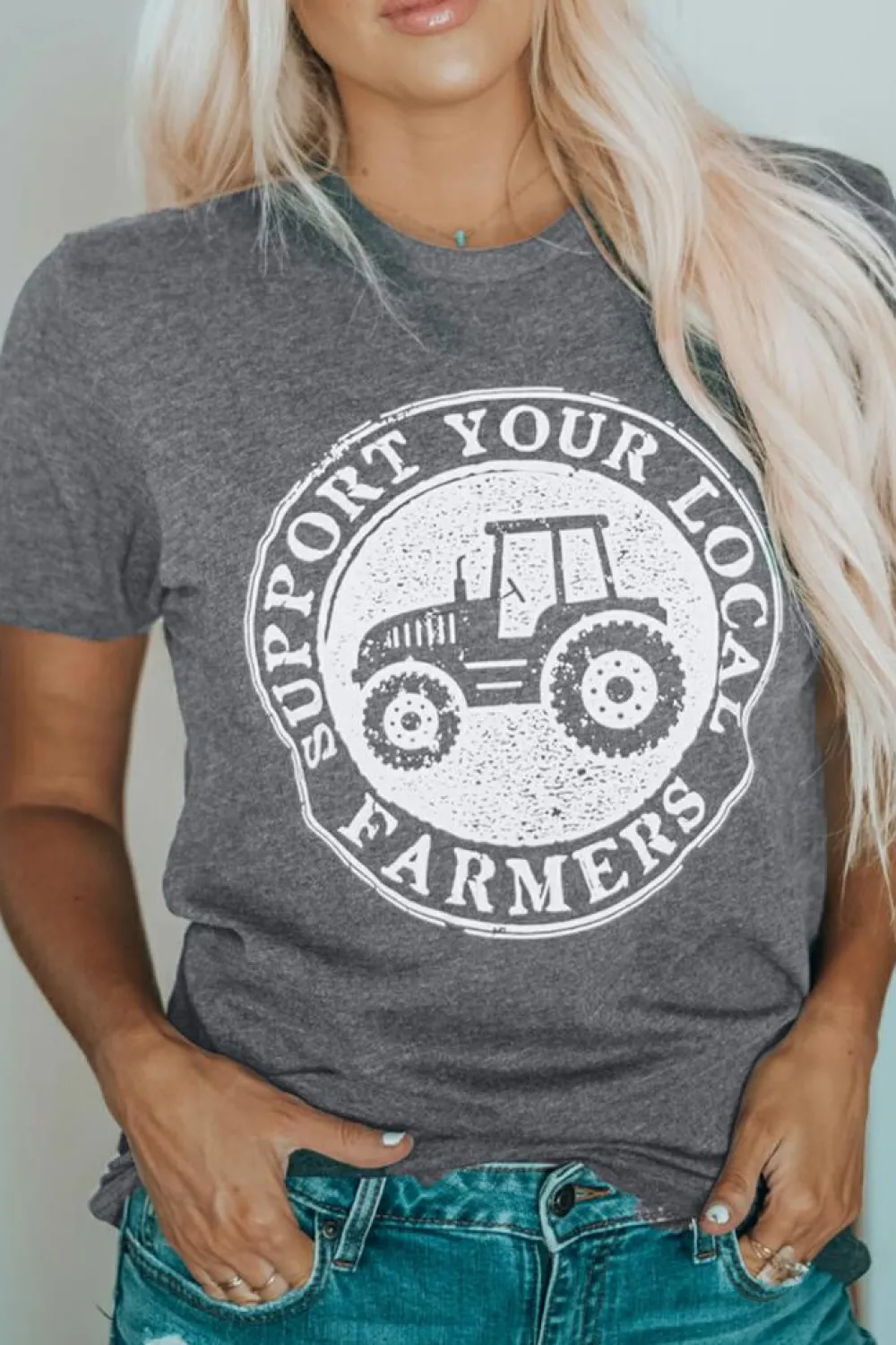 Best Dear-Lover SUPPORT YOUR LOCAL FARMERS Graphic Tee Gray