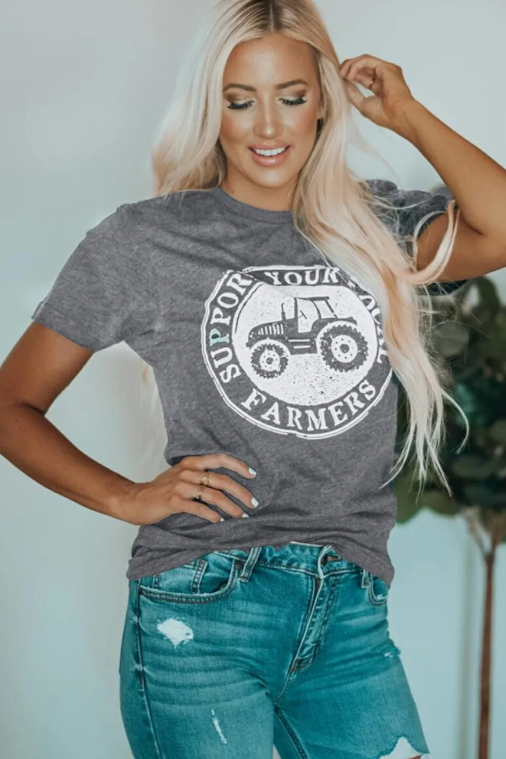 Best Dear-Lover SUPPORT YOUR LOCAL FARMERS Graphic Tee Gray