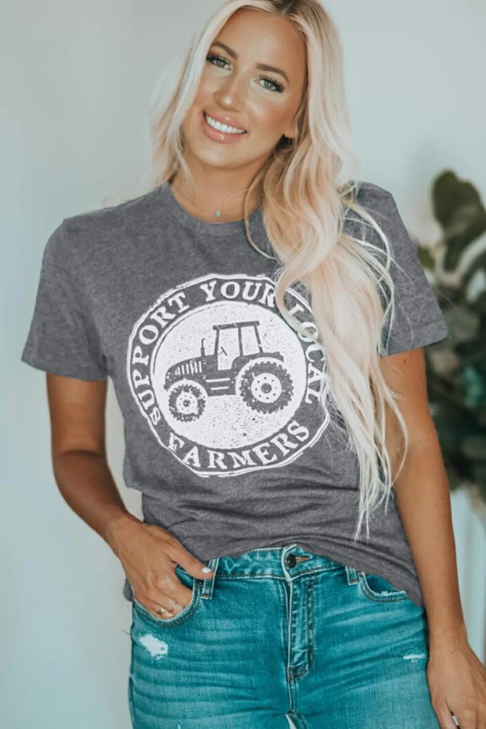 Best Dear-Lover SUPPORT YOUR LOCAL FARMERS Graphic Tee Gray