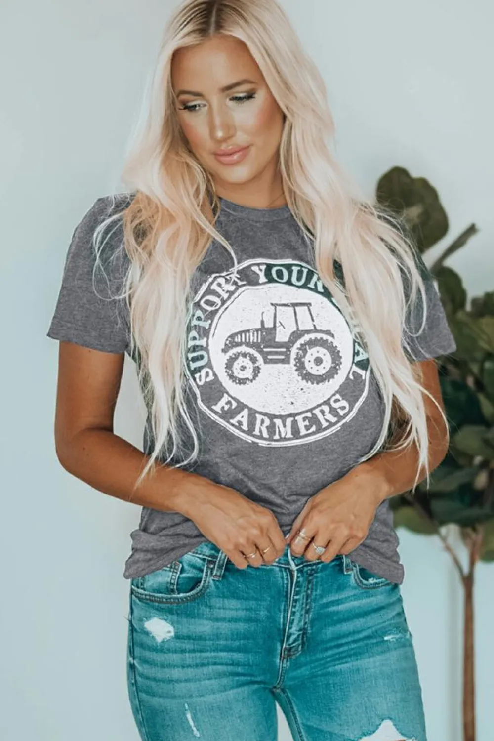 Best Dear-Lover SUPPORT YOUR LOCAL FARMERS Graphic Tee Gray