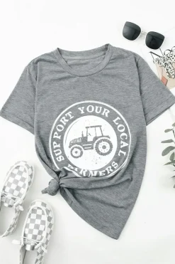 Best Dear-Lover SUPPORT YOUR LOCAL FARMERS Graphic Tee Gray
