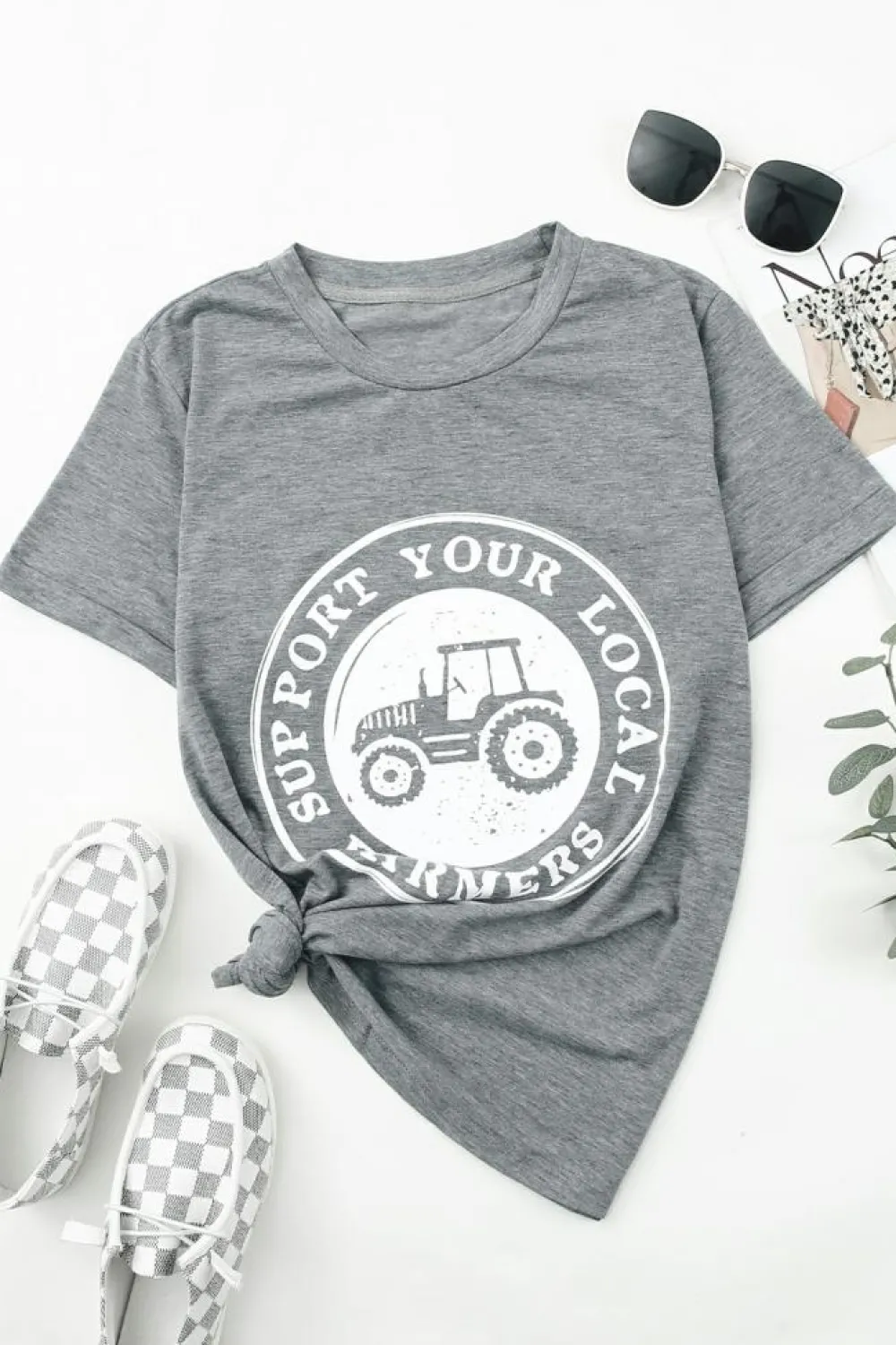 Best Dear-Lover SUPPORT YOUR LOCAL FARMERS Graphic Tee Gray
