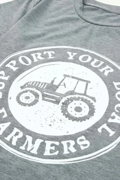 Best Dear-Lover SUPPORT YOUR LOCAL FARMERS Graphic Tee Gray