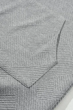 Online Dear-Lover Textured Kangaroo Pocket Drawstring Hooded Mini Dress Gray