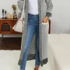 New Dear-Lover Textured Knit Pocketed Duster Cardigan Gray