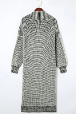 New Dear-Lover Textured Knit Pocketed Duster Cardigan Gray
