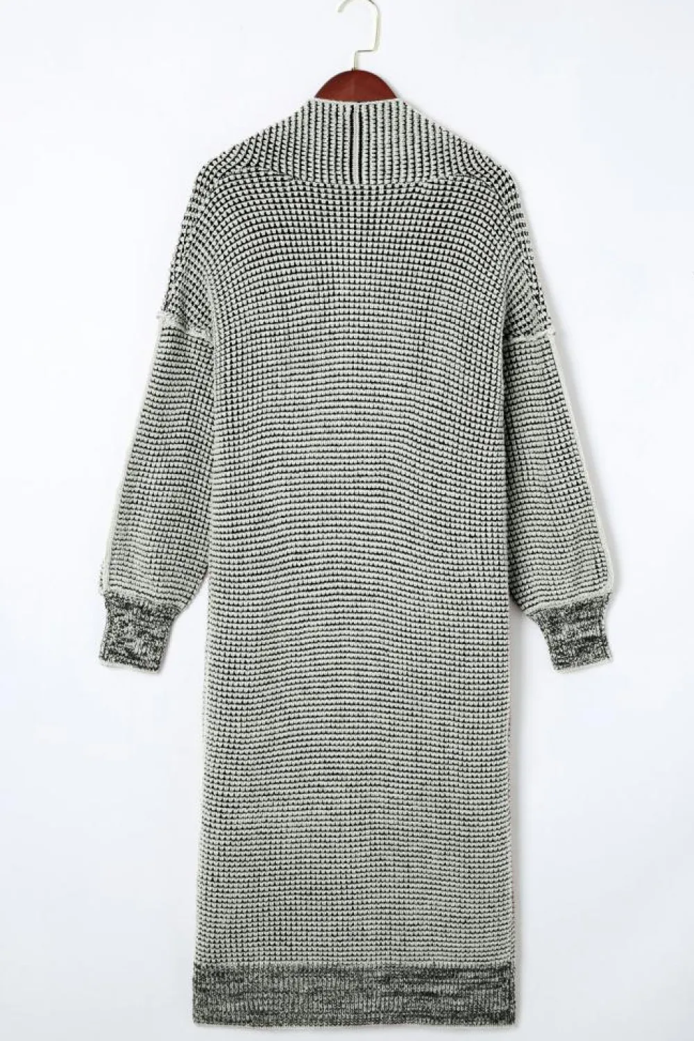New Dear-Lover Textured Knit Pocketed Duster Cardigan Gray