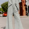 Best Dear-Lover Textured Loose Fit T Shirt and Drawstring Pants Set Gray
