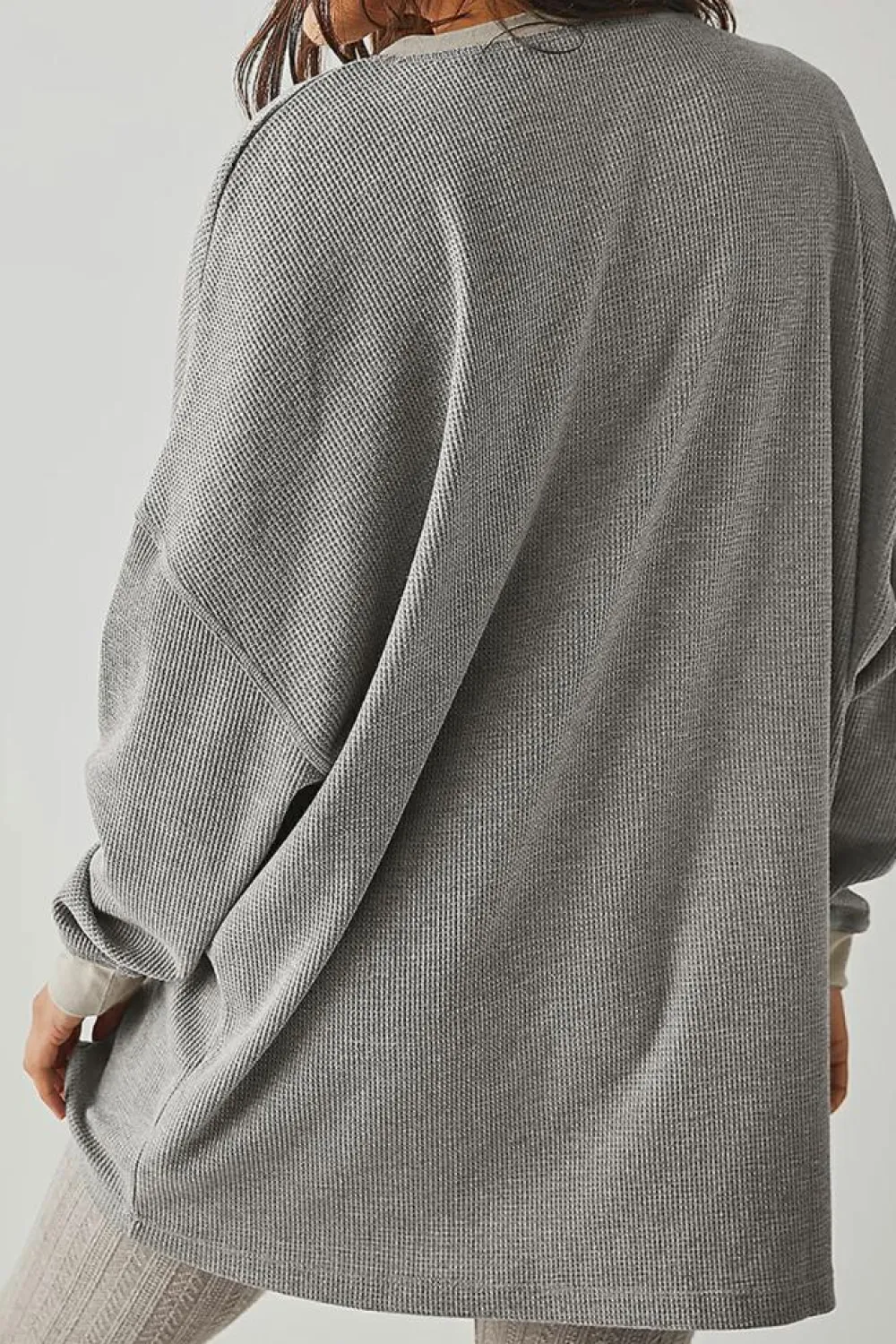 New Dear-Lover Thermal Pullover Loose Sweatshirt Gray