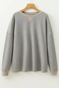 New Dear-Lover Thermal Pullover Loose Sweatshirt Gray