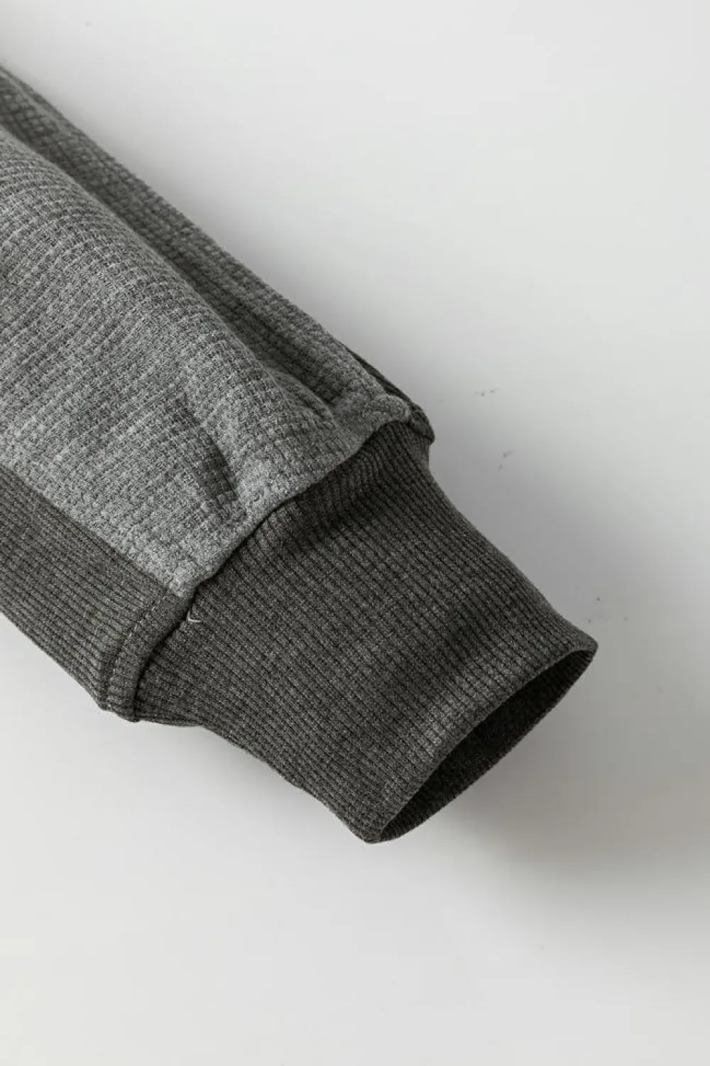 Sale Dear-Lover Thermal Waffle Knit Full Zipper Hooded Jacket Gray
