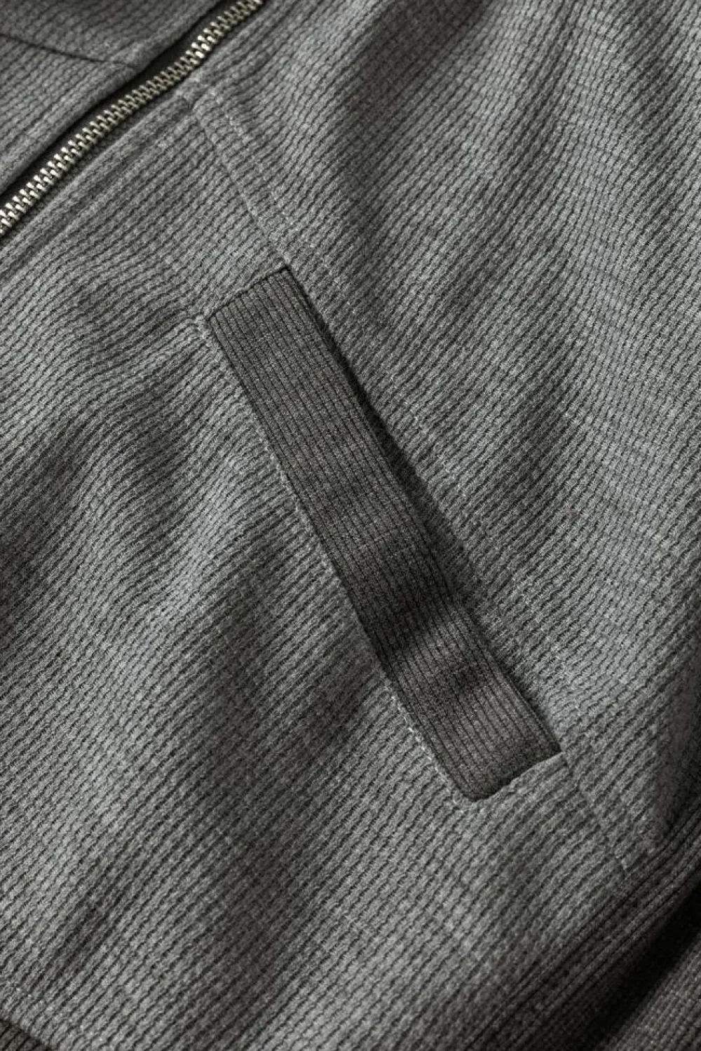 Sale Dear-Lover Thermal Waffle Knit Full Zipper Hooded Jacket Gray