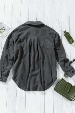 Outlet Dear-Lover Turn Down Collar Buttoned Shirt Jacket Gray