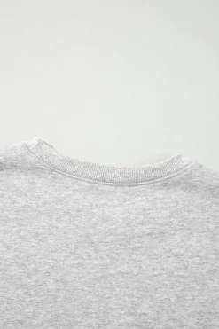 Hot Dear-Lover Two Tone Patchwork Drop Shoulder Pullover Sweatshirt Gray