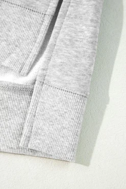 Hot Dear-Lover Two Tone Patchwork Drop Shoulder Pullover Sweatshirt Gray