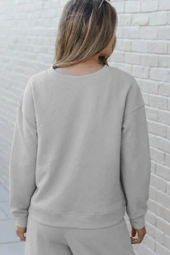 Hot Dear-Lover Ultra Loose Textured 2pcs Slouchy Outfit Gray