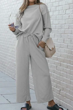 Hot Dear-Lover Ultra Loose Textured 2pcs Slouchy Outfit Gray