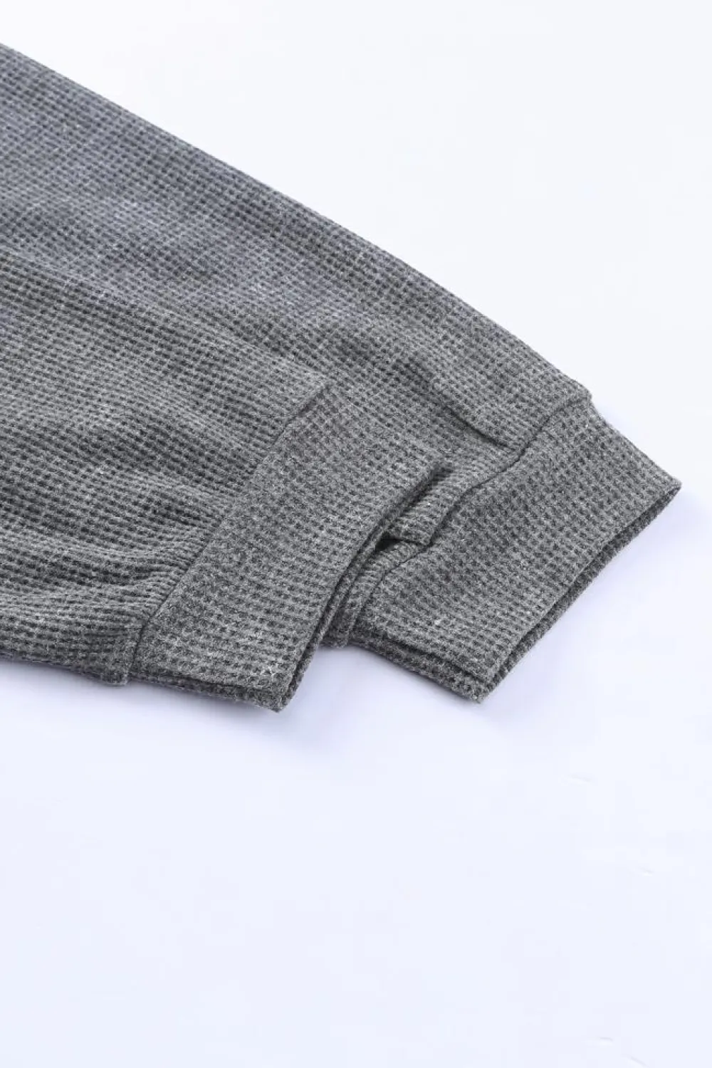Sale Dear-Lover Waffle Knit Side Slit Pullover Top Gray