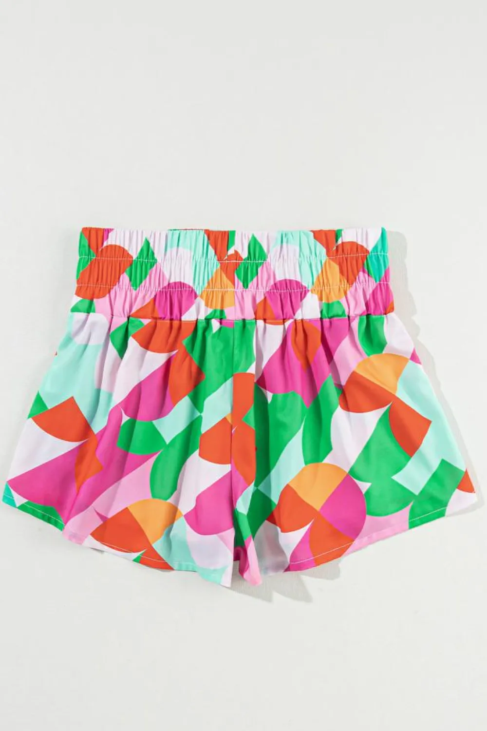 Clearance Dear-Lover Abstract Print Smock Waist Casual Shorts Green