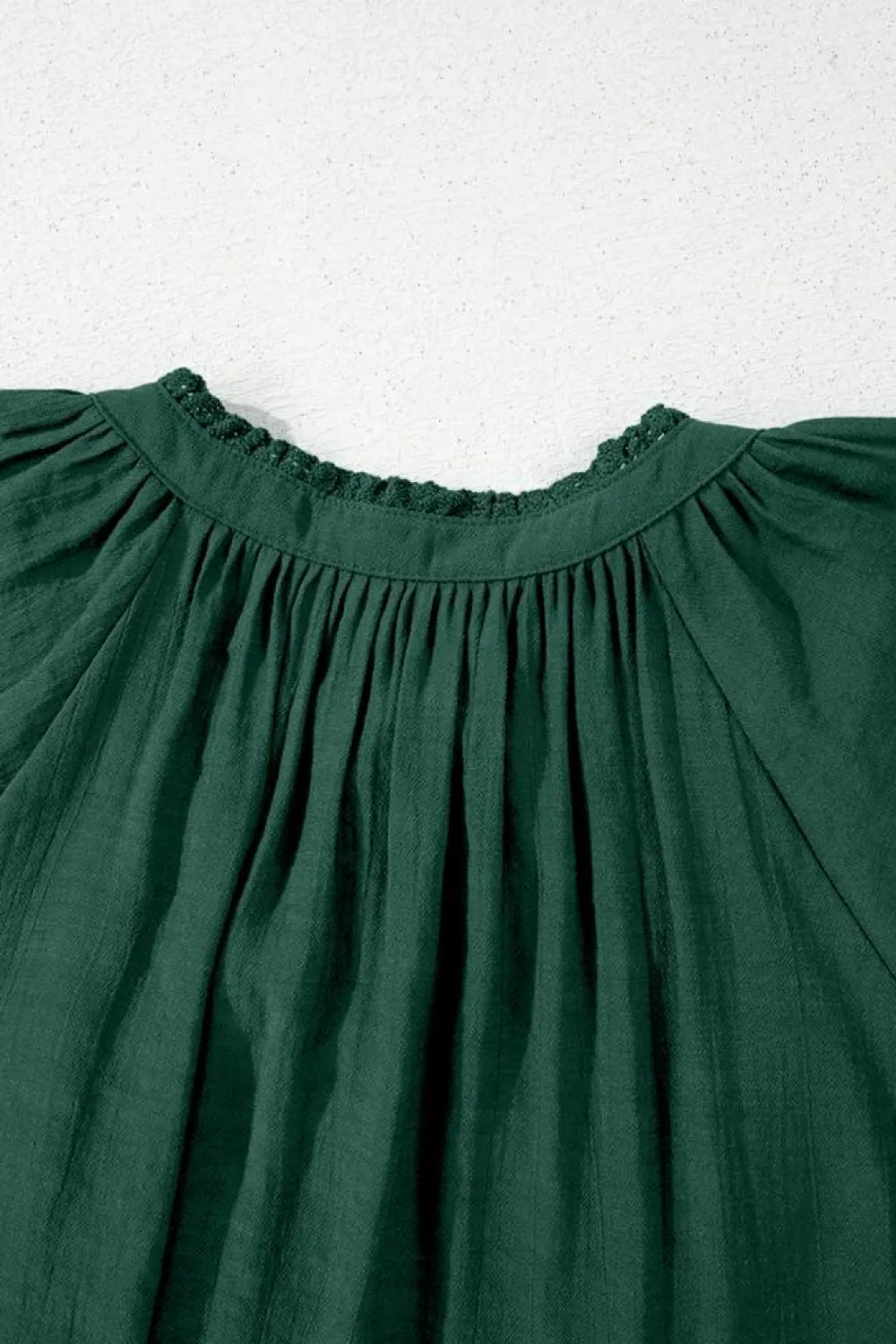 Outlet Dear-Lover Eyelet Embroidered Sleeve Tie V Neck Blouse Green Bay
