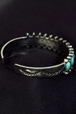 Fashion Dear-Lover Boho Turquoise Gem Beaded Open Bracelet Green