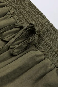 Best Dear-Lover Brown Drawstring Elastic Waist Casual Wide Leg Pants Green