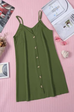 Discount Dear-Lover Buttoned Slip Dress Green