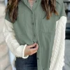 Hot Dear-Lover Cable Knit Sleeve Raw Hem Shacket Green