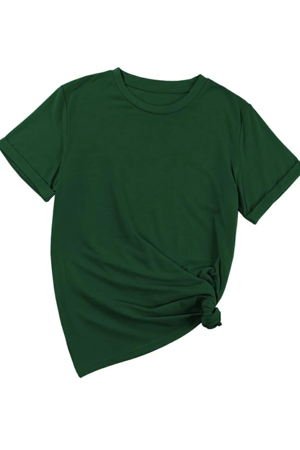 Sale Dear-Lover Casual Plain Crew Neck Tee Green