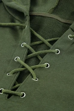 Fashion Dear-Lover Casual Solid Color Lace-up Hoodie Green