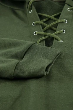 Fashion Dear-Lover Casual Solid Color Lace-up Hoodie Green
