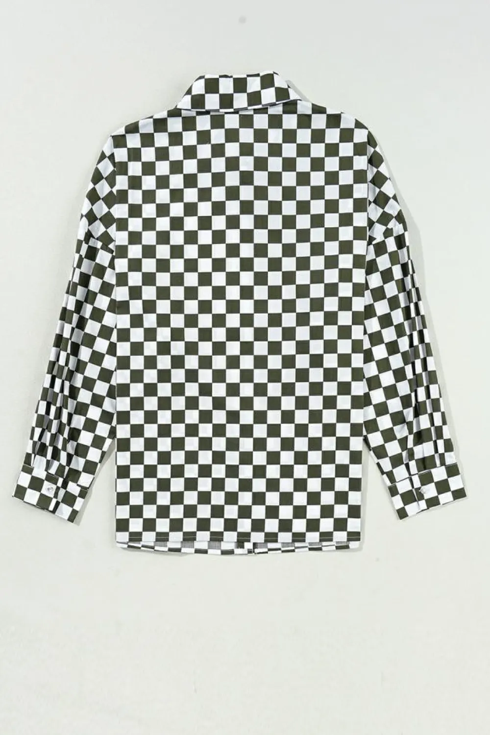 Discount Dear-Lover Checkerboard Printed Drop Shoulder Loose Casual Shirt Green