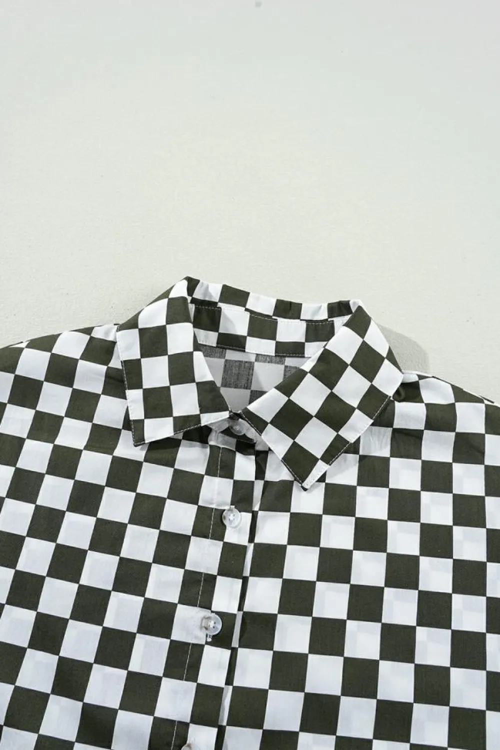Discount Dear-Lover Checkerboard Printed Drop Shoulder Loose Casual Shirt Green