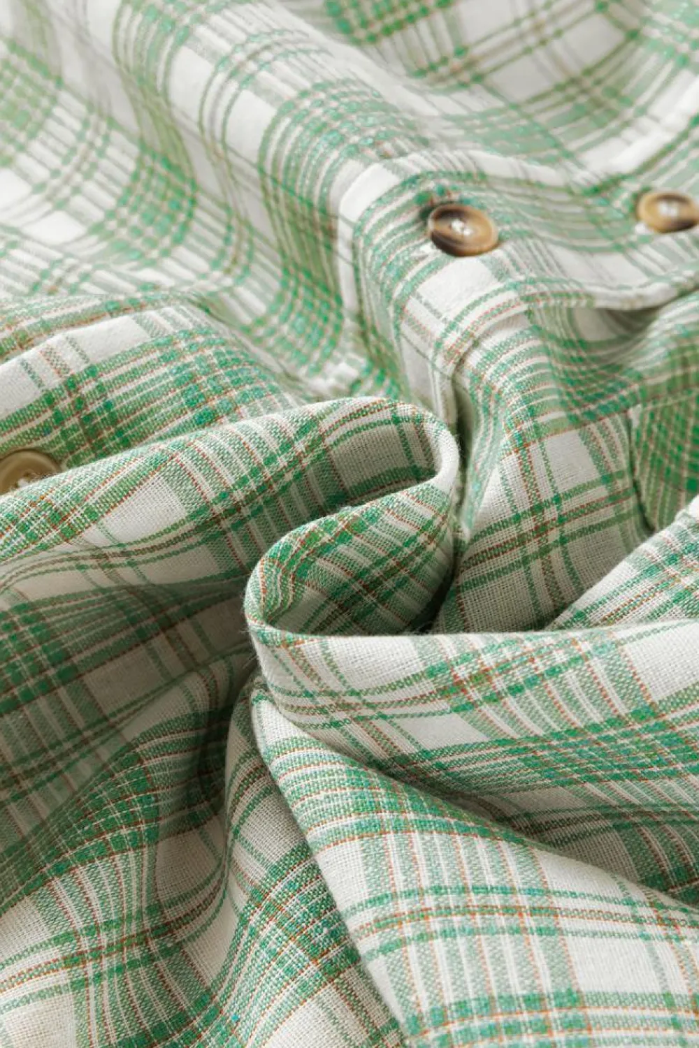 Online Dear-Lover Checkered Print Loose Fit Buttoned Hooded Shacket Green