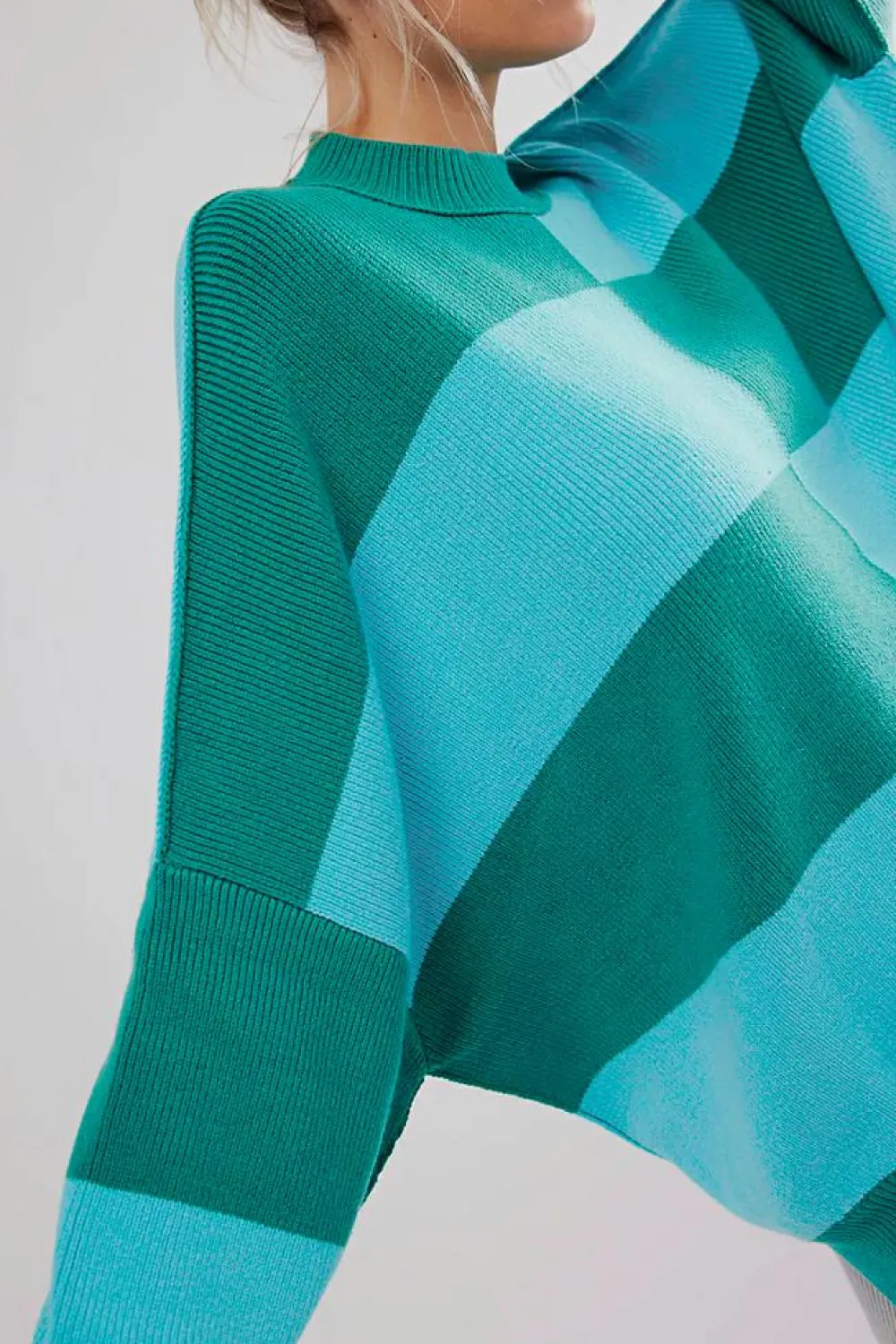 Sale Dear-Lover Checkered Side Slits Drop Shoulder Oversized Sweater Green