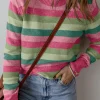 Hot Dear-Lover Color Block Ribbed Edge Round Neck Sweater Green