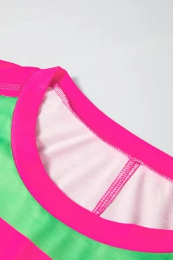 New Dear-Lover Colorblock Rounded Hem Loose T Shirt Green