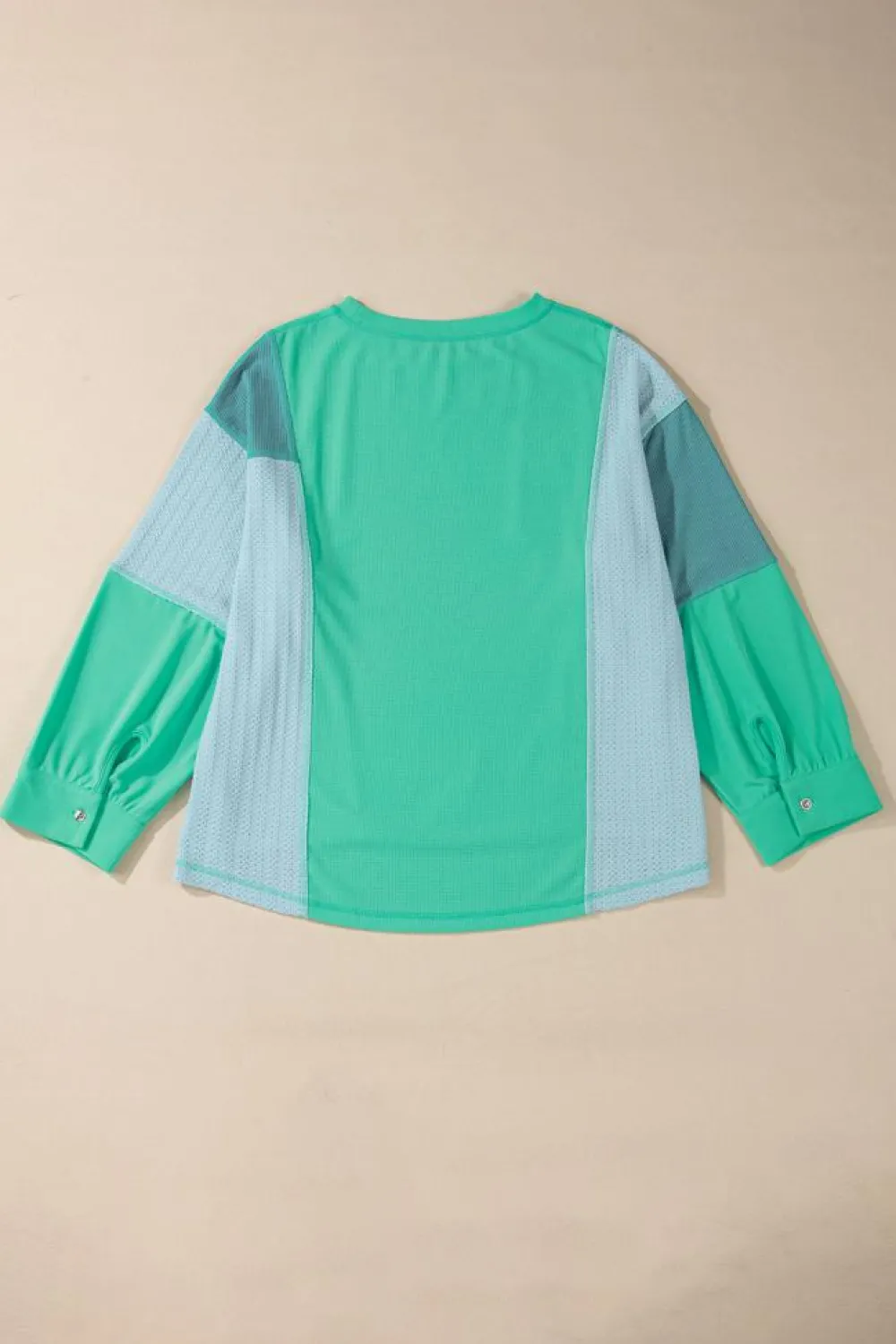 Best Dear-Lover Colorblock Stitching Patchwork Buttoned Long Sleeve Top Green
