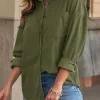 Discount Dear-Lover Corduroy Button Pocket Shirt Green