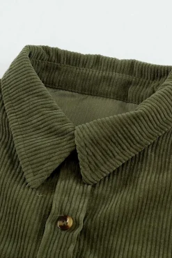 Discount Dear-Lover Corduroy Button Pocket Shirt Green