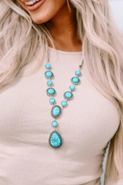 Outlet Dear-Lover Crackle Turquoise Water Drop Accent Necklace Green