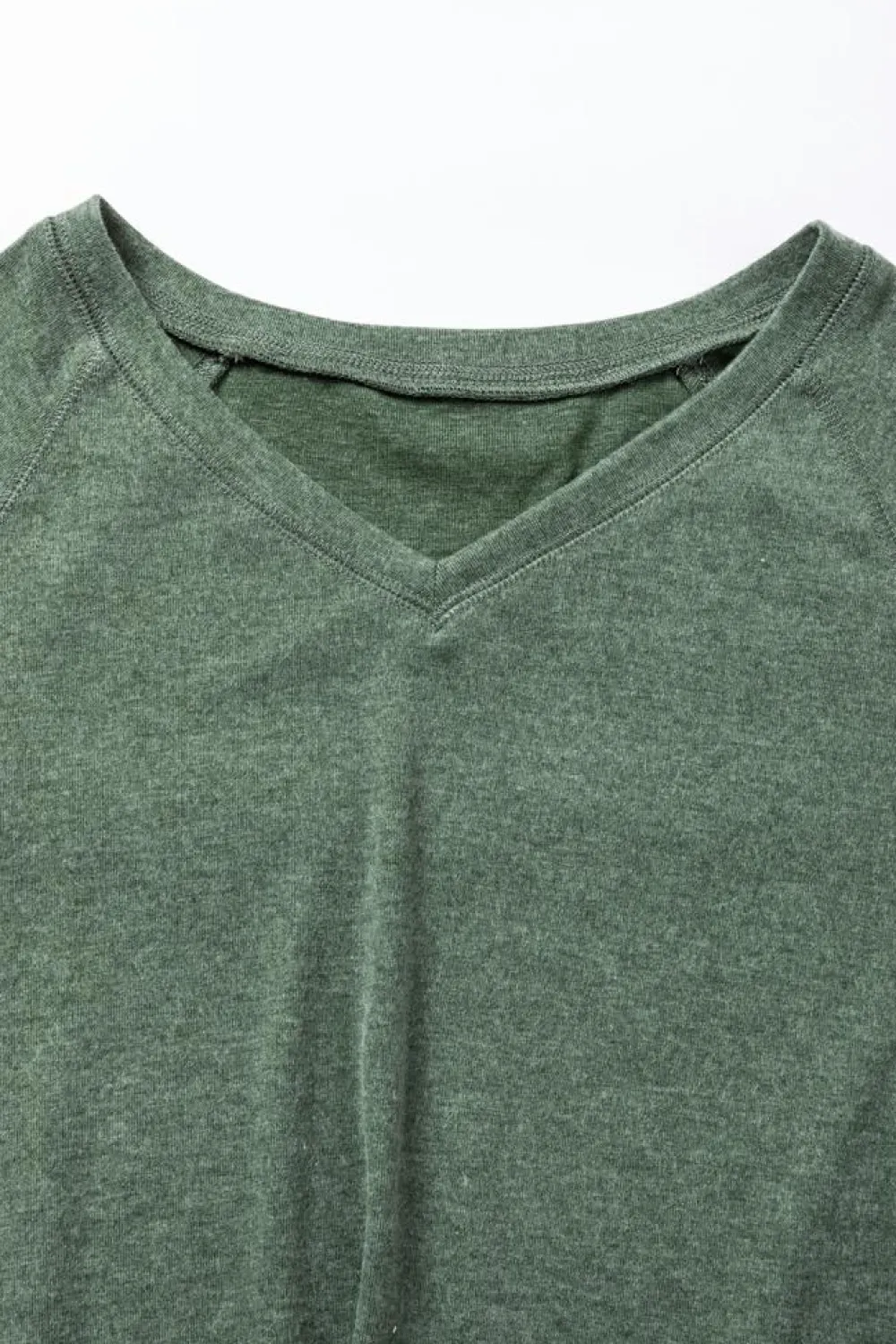 New Dear-Lover Crochet Lace Patch Raglan Sleeve Top Green