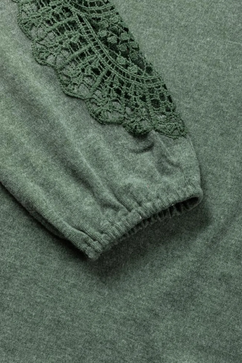 New Dear-Lover Crochet Lace Patch Raglan Sleeve Top Green