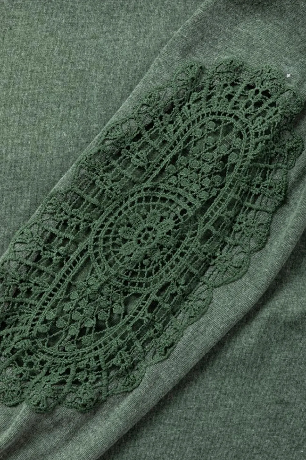 New Dear-Lover Crochet Lace Patch Raglan Sleeve Top Green