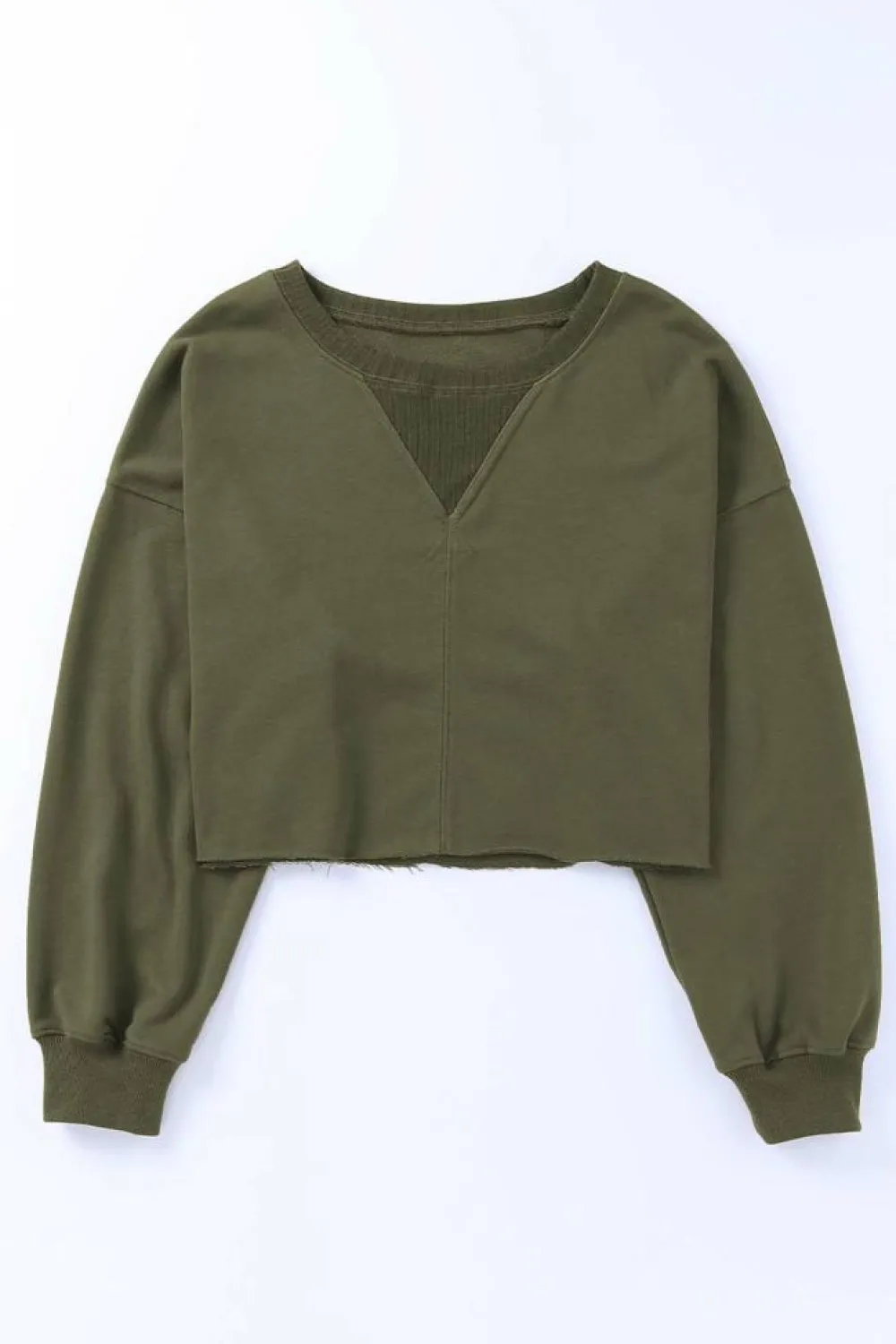 New Dear-Lover Drop Shoulder Cropped Sweatshirt Green