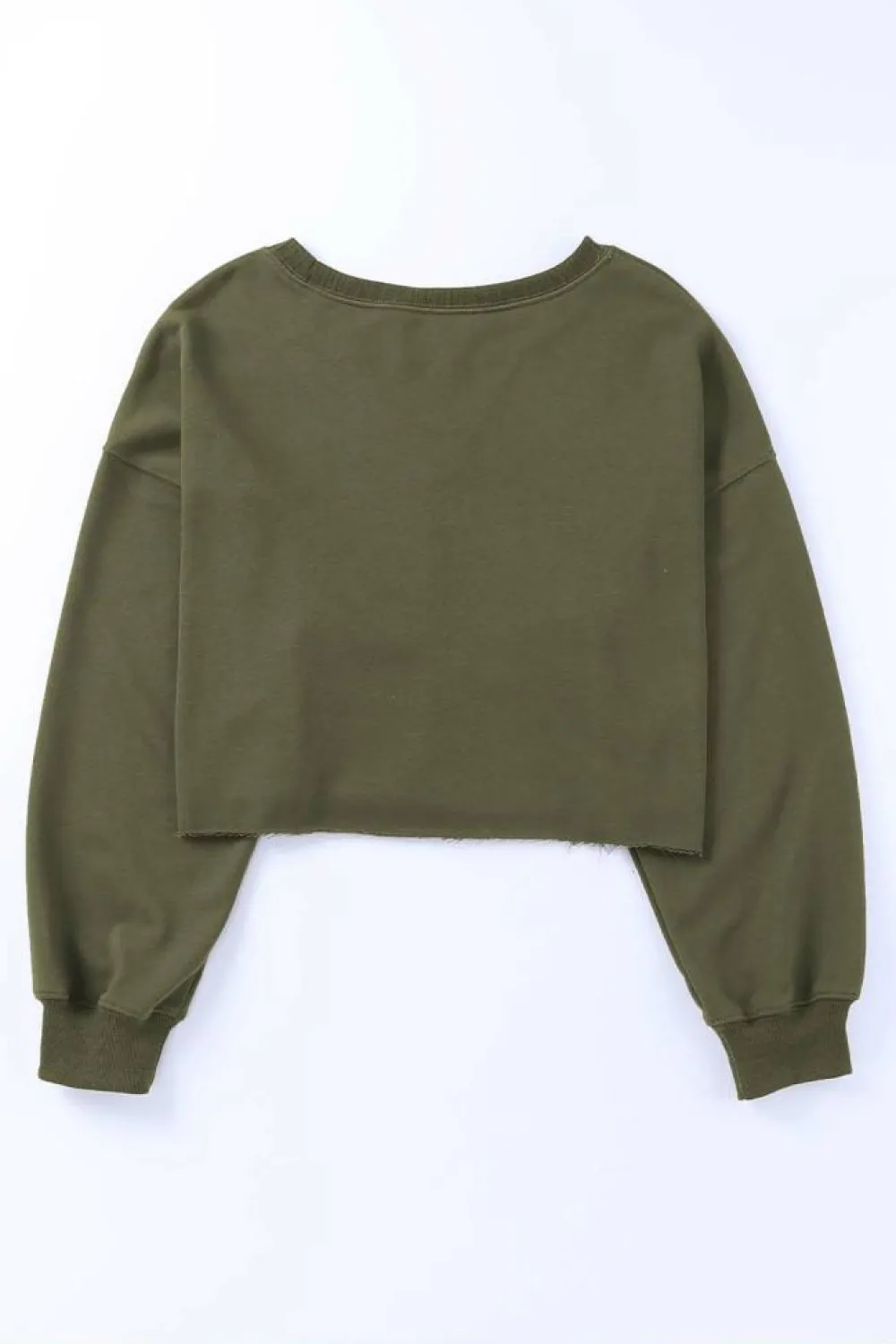 New Dear-Lover Drop Shoulder Cropped Sweatshirt Green