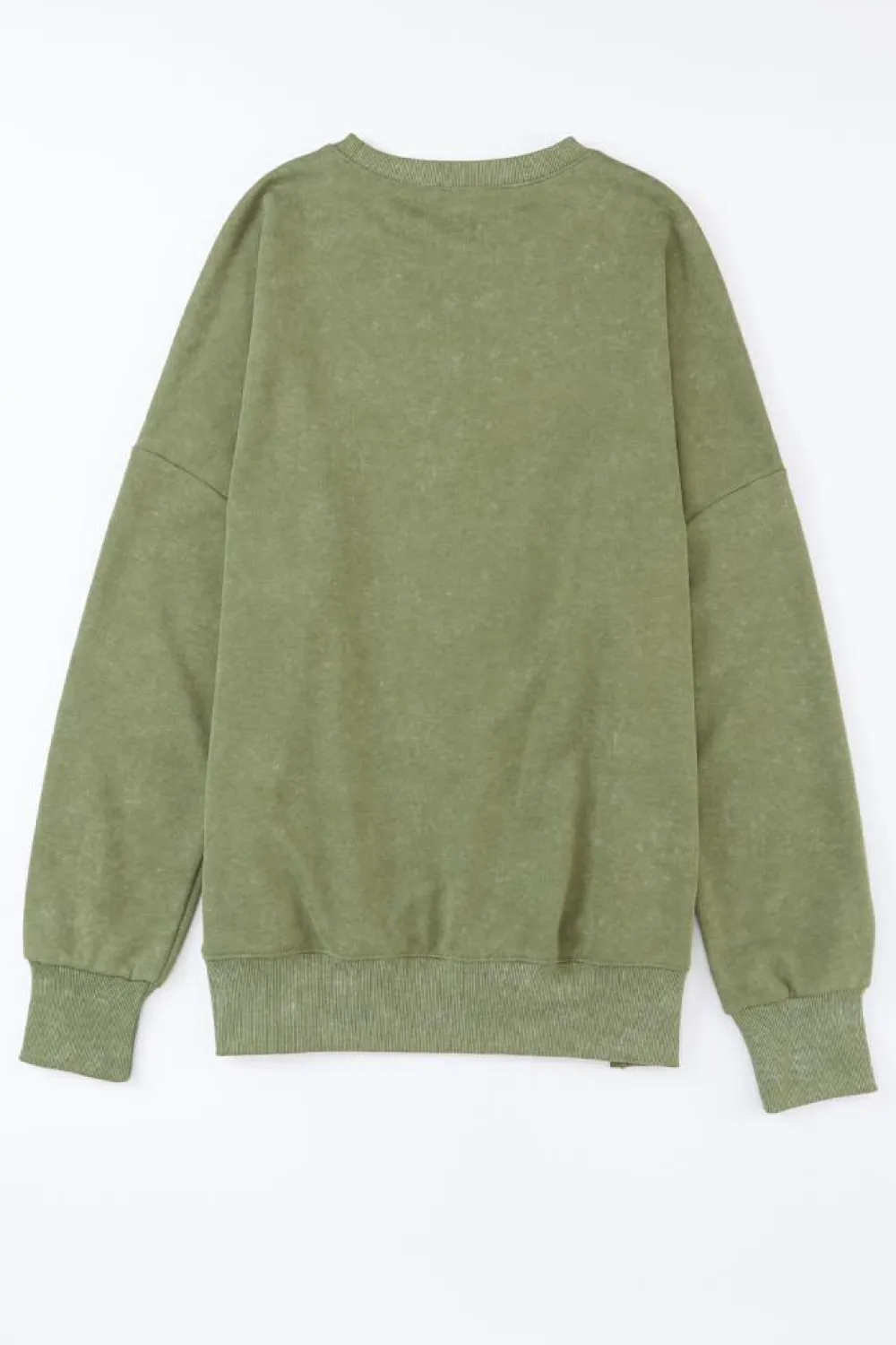 Best Dear-Lover Drop Shoulder Ribbed Trim Oversized Sweatshirt Green